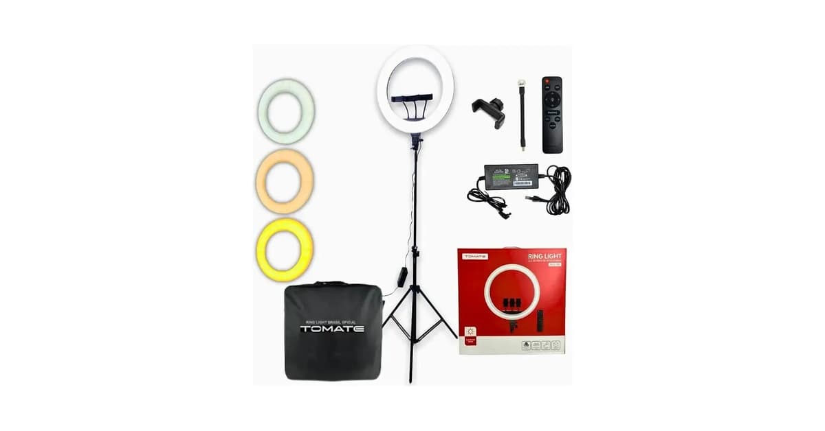 Melhor Ring Light Tomate: 18" Profissional para Lives e Fotos